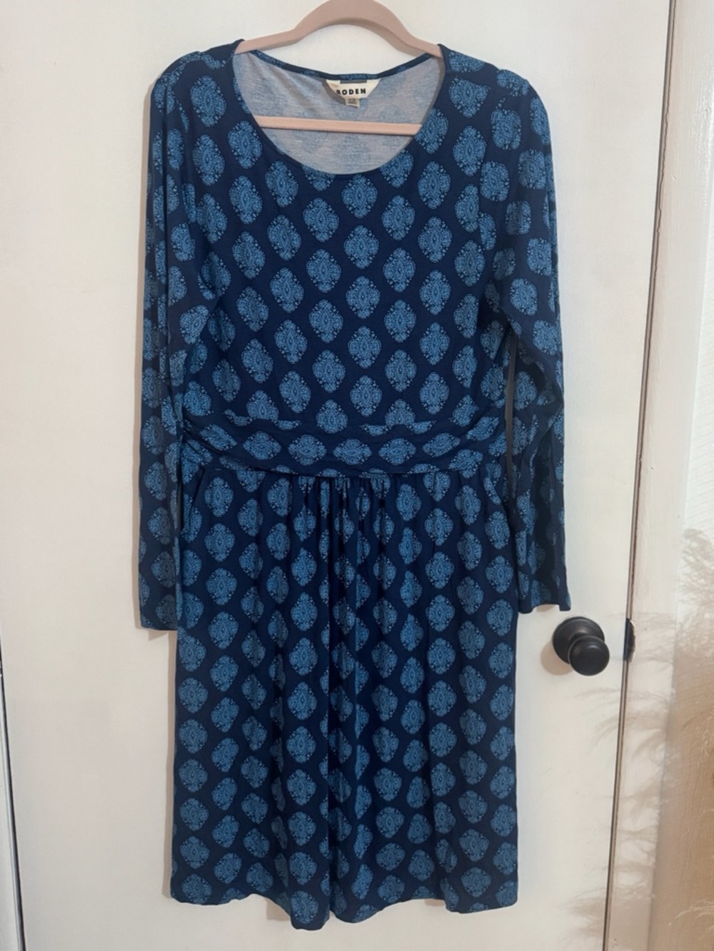 Boden Blue Print Abigail Jersey Dress size 12R - Picture 4 of 8